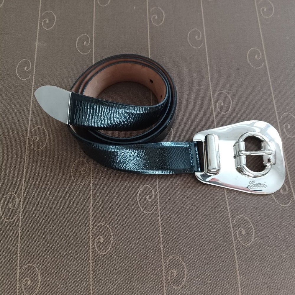 Gucci Belt with oversized silver buckle
